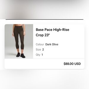 Lululemon Pace High-Rise Crop ‘23